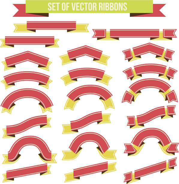 大丝带集，孤立的白色背景图片下载