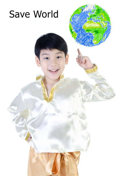 穿着泰国服装的亚洲快乐男孩图片下载