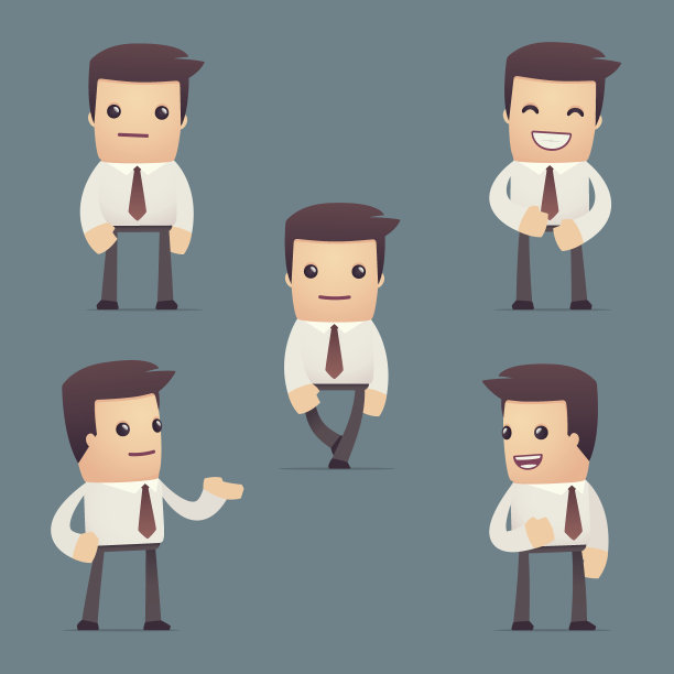 一组简单的通用字符在不同的姿态。经理。图片下载
