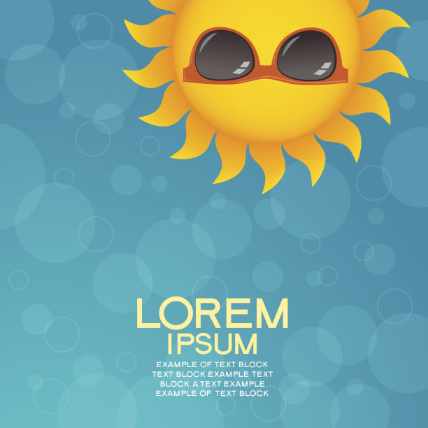 夏日背景与太阳眼镜和文字素材图片
