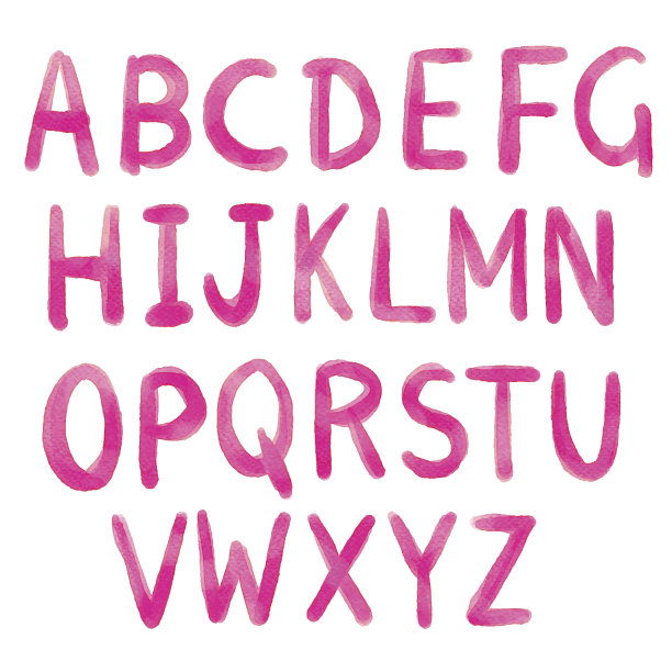 手绘水彩粉色字母图片下载