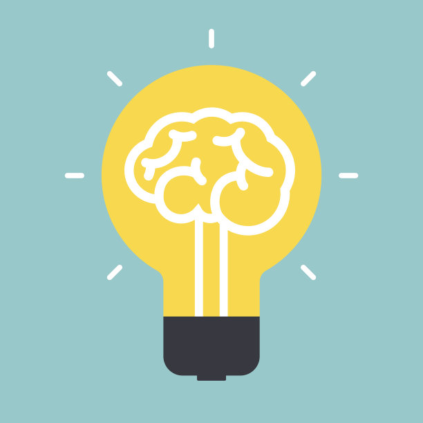 灯泡的想法。大脑的概念。图片下载