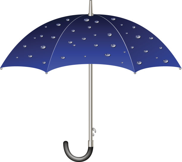 带雨滴的蓝色雨伞图片下载