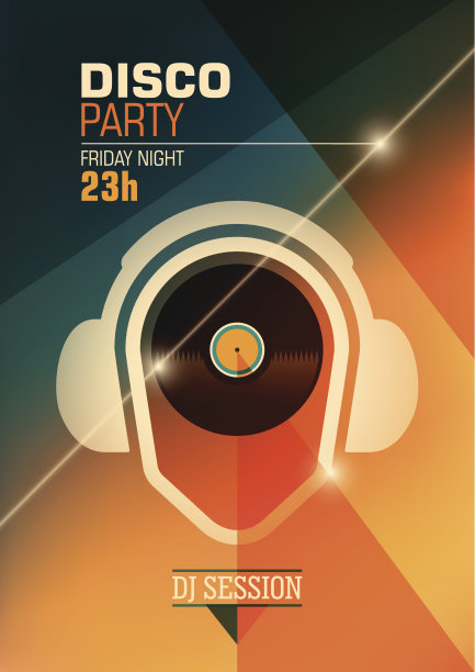 现代迪斯科派对海报。图片下载