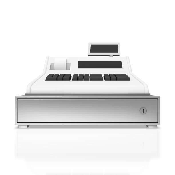 收银机孤立的白色背景图片下载