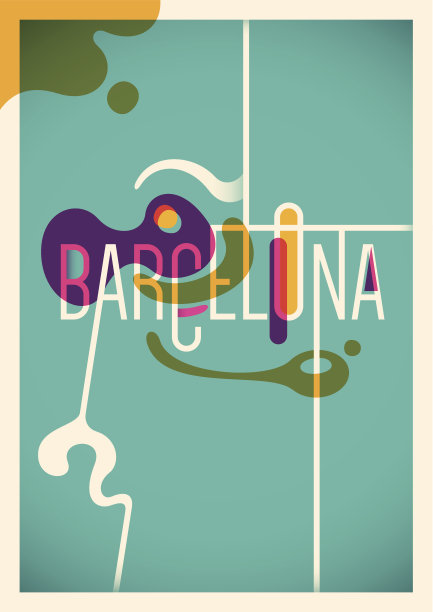 抽象巴塞罗那海报的颜色。图片下载