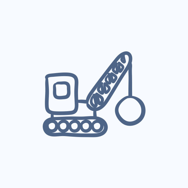 拆卸起重机素描图标。图片下载