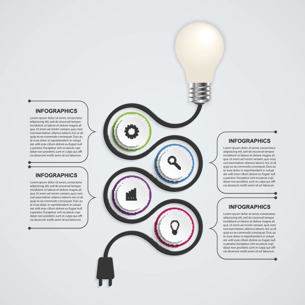 摘要技术信息图设计模板。灯泡。图片下载