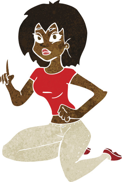 卡通坐着的女人有想法图片下载