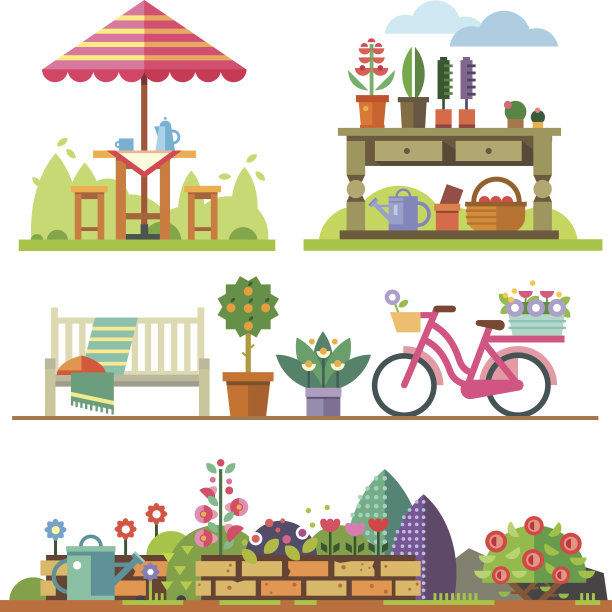 花园的风景，夏天和春天素材图片