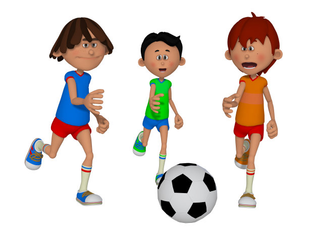 卡通小孩踢足球图片下载
