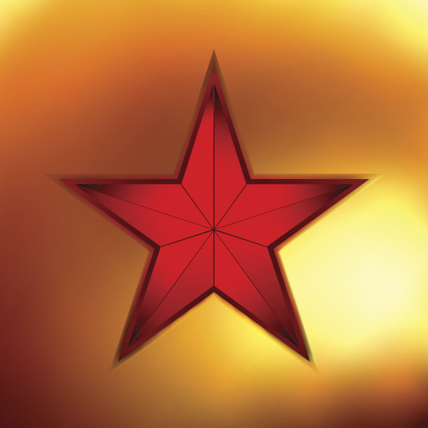 红色背景上的金色五角星插画，EPS 8格式图片下载