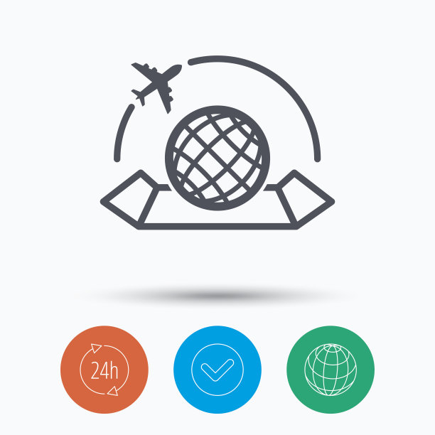 世界地图图标。飞机旅行的迹象。图片下载