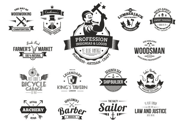 复古的标志专业，商业和工匠。图片下载