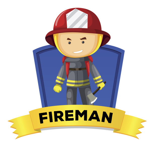 消防队员职业单词卡图片下载