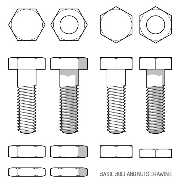 六角螺栓和螺母图片下载