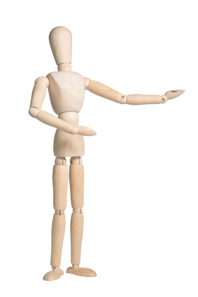 木制假人孤立在白色背景与裁剪路径图片下载