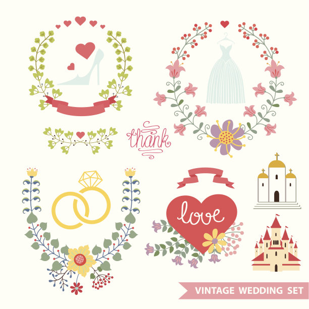 复古花与婚礼项目图片下载