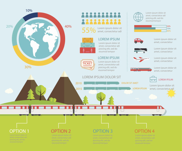 火车信息图，矢量图图片下载