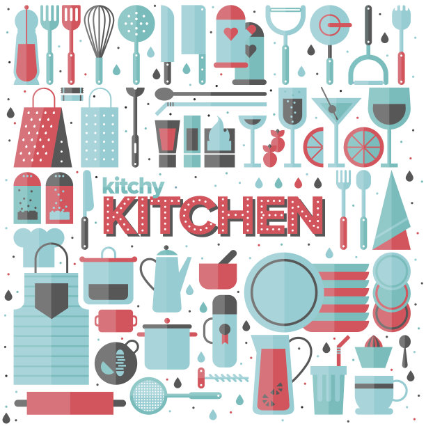 厨房和烹饪用具平面插图图片下载