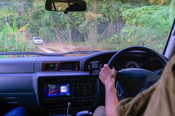 在热带森林里开车。图片下载