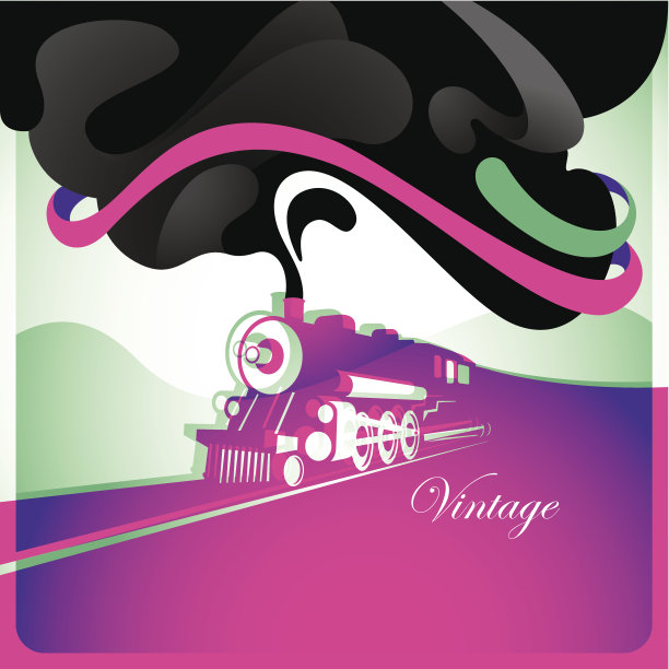 艺术复古背景与火车头。图片下载