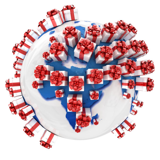 全球孤立的礼品盒图片下载