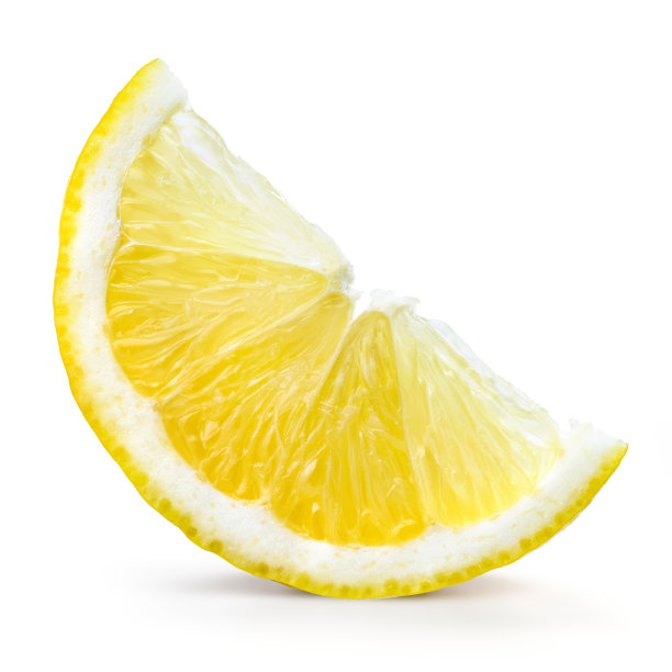 柠檬的水果。切片孤立于白色素材图片