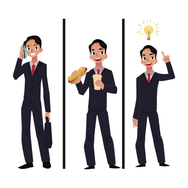 商人，经理，电话交谈，吃午餐和洞察图片下载