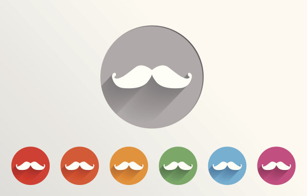 一套多彩的胡子图标图片下载