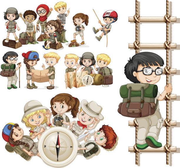 孩子们进行不同的徒步旅行活动图片下载