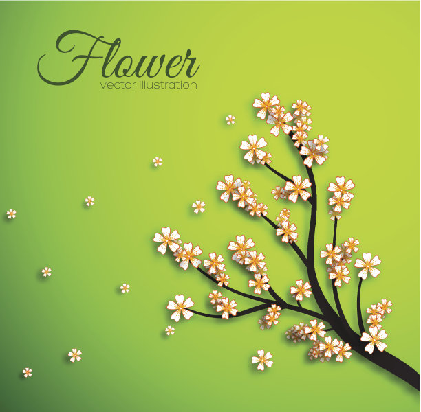 绿色背景上的花枝概念图片下载