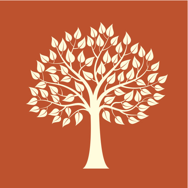 树孤立在红色的背景图片下载