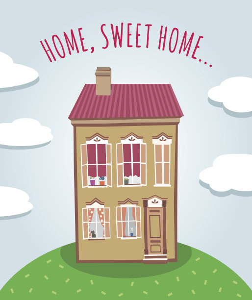 矢量插图甜蜜的家在山上图片下载
