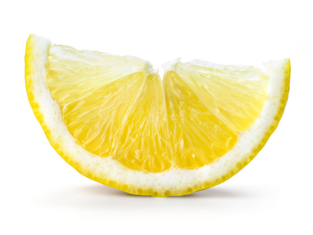 柠檬的水果。切片孤立于白色素材图片