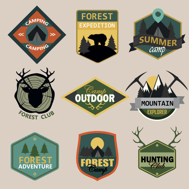 冒险，户外，露营标志标志集图片下载