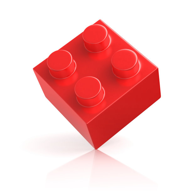 单个红色砌块孤立在白色上图片下载