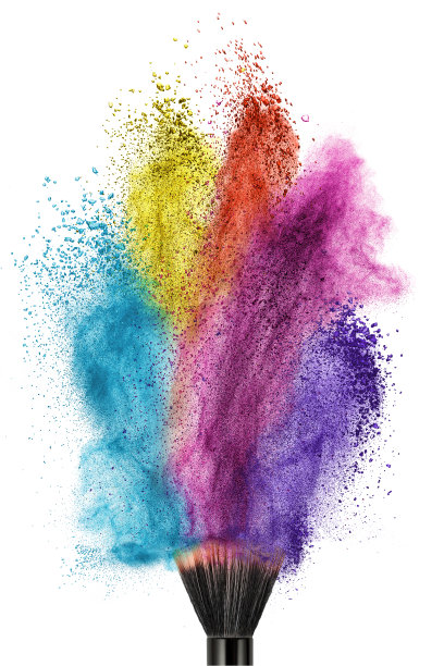 化妆刷与彩粉隔离图片下载