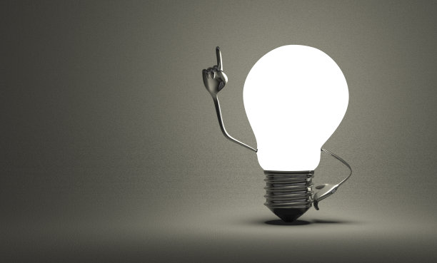 灵光一现的大手灯泡图片下载