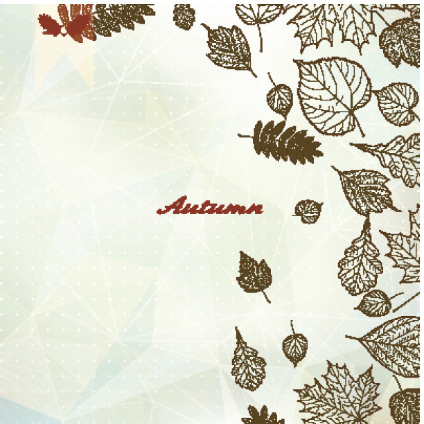 抽象的秋天插画与枫叶。图片下载