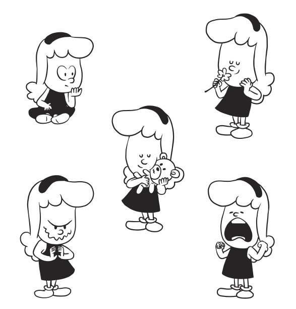 一套可爱的小女孩，单色风格图片下载