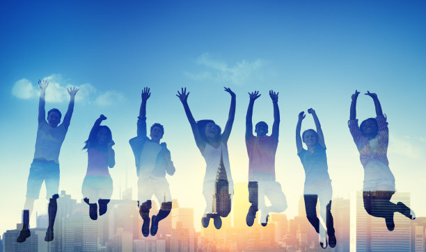 多样性休闲青少年团队成功获胜的概念素材图片