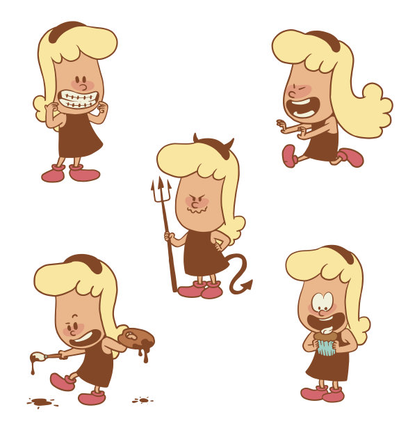 一套可爱的小女孩，彩色图像图片下载