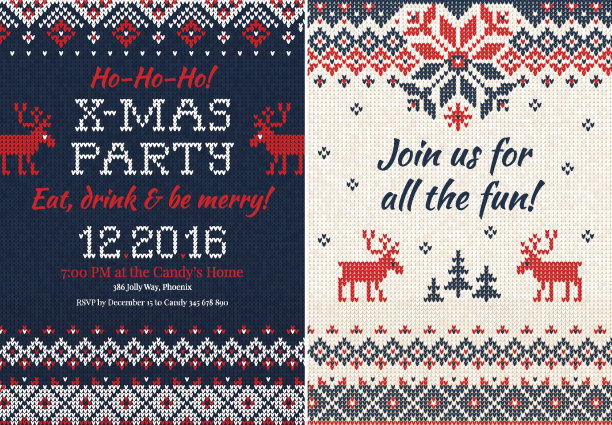 参加圣诞晚会的邀请。正面和背面图片下载