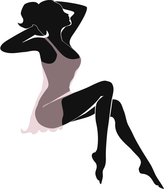一个苗条女孩的黑色剪影图片下载