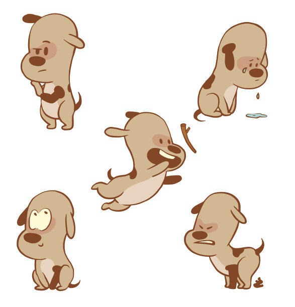 一组有趣的小狗，彩色图像图片下载