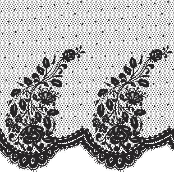 无缝黑色矢量花边图案图片下载