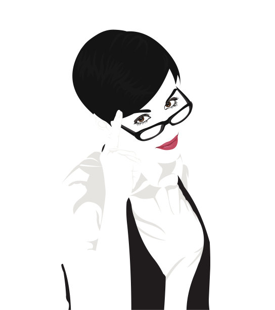 年轻的短发女人戴着眼镜打手势图片下载