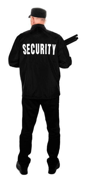 带猎枪后视图的保安图片下载