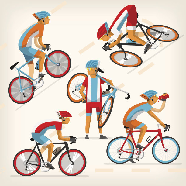 人们骑着自行车全速前进图片下载